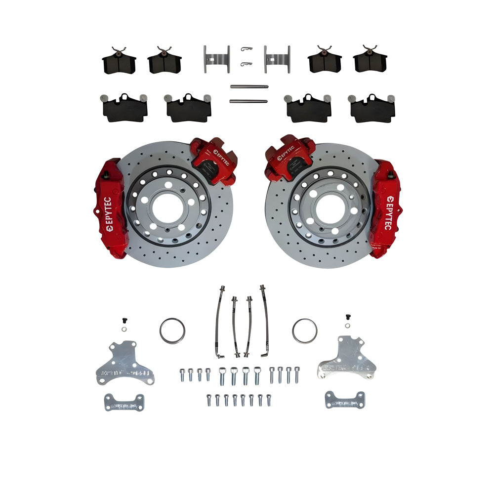 EPYTEC Bremsanlagen Kit passend für VW Golf 4 Jetta Polo / Audi A1 A3 TT / Skoda / Seat auf 4-Kolben Porsche Sattel mit 310x22mm Bremsscheibe Hinterachse