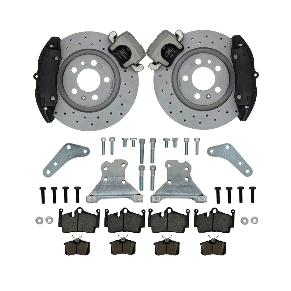 EPYTEC Bremsanlagen Kit passend für VW Polo 9N / Audi A1 / Seat Ibiza 6L auf 4-Kolben Porsche Sattel mit 280x22 Bremsscheibe Hinterachse