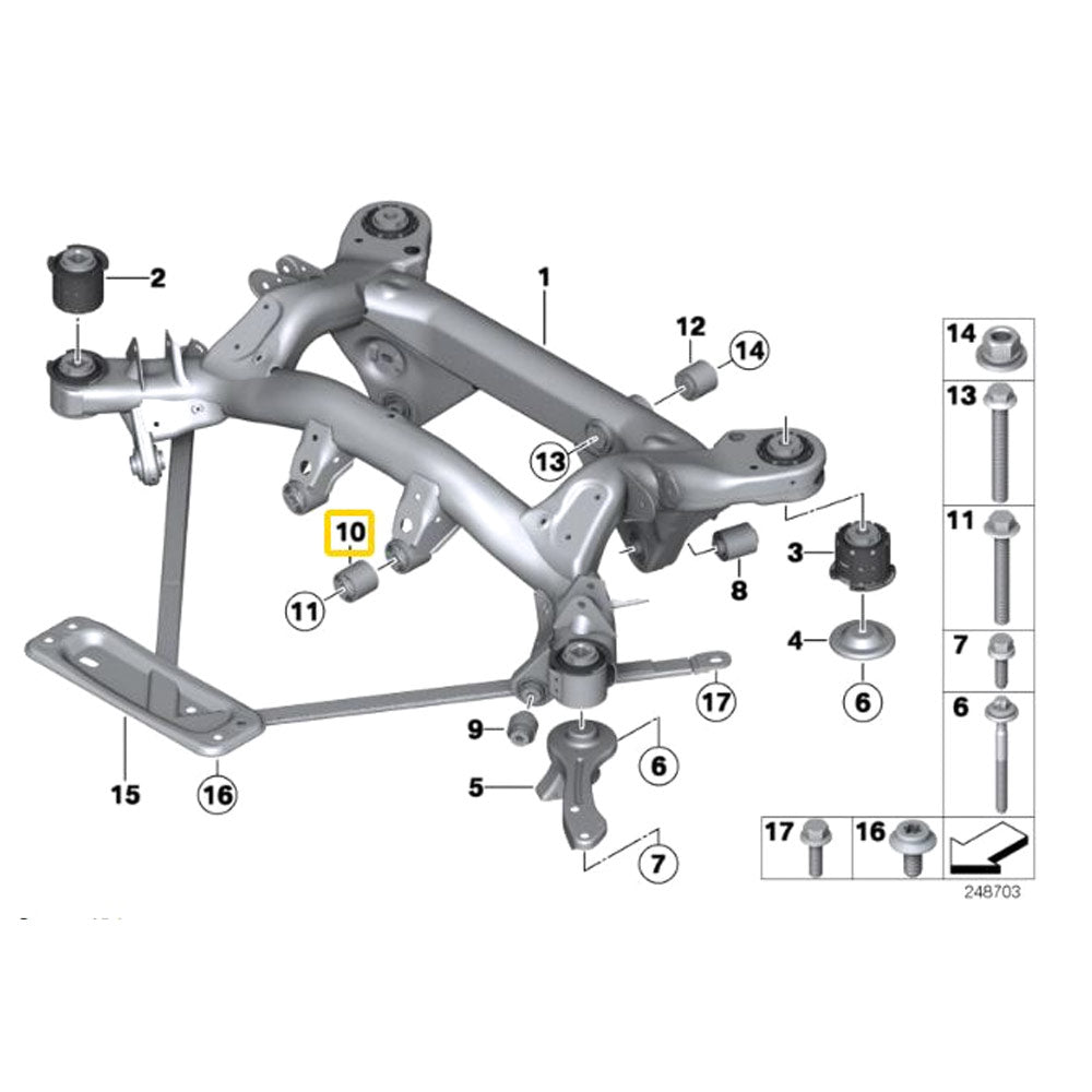 IRP Differentialaufhängung Buchsen Set starr passend für BMW E8X M E9X M3 (Aluminium)
