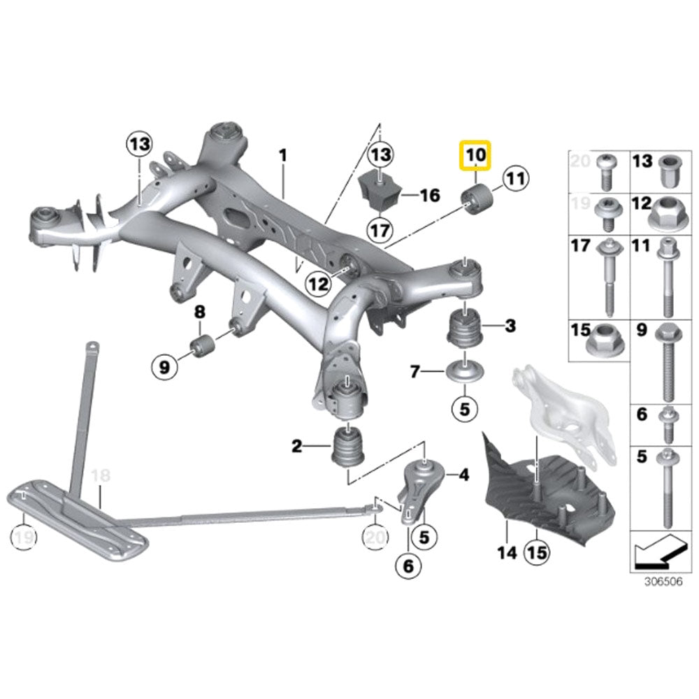 IRP Differentialaufhängung Buchsen Set starr passend für BMW F2X F3X (Aluminium)
