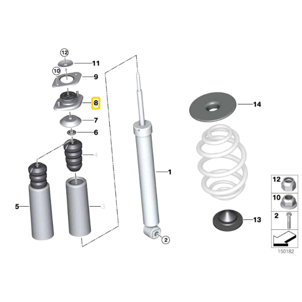 IRP Domlager passend für BMW E36 Z3 Hinterachse Set (Aluminium/PU)