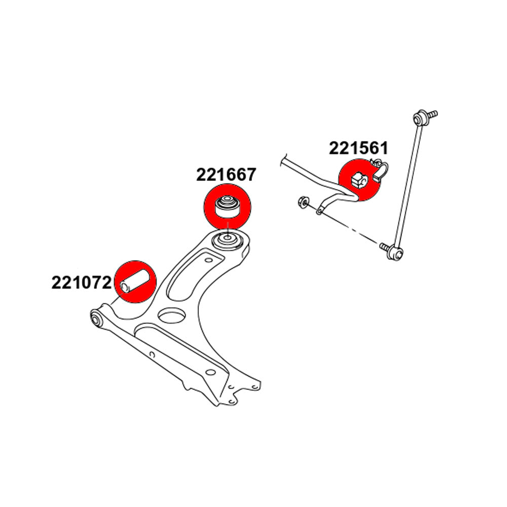 STRONGFLEX Buchsen Set passend für Skoda Fabia 3 Vorderachse & Hinterachsträger (PU)