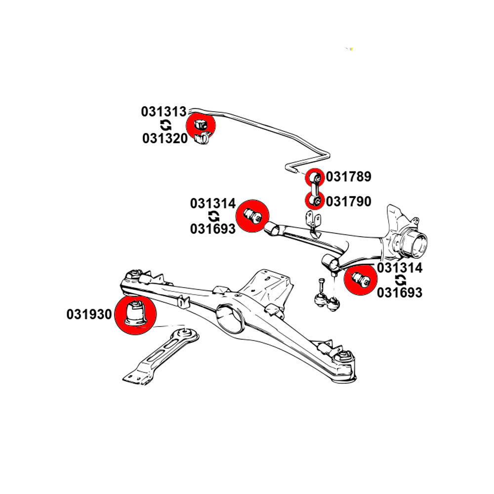 STRONGFLEX Buchsen Set passend für BMW E23 Hinterachse 1982-1986 (PU)