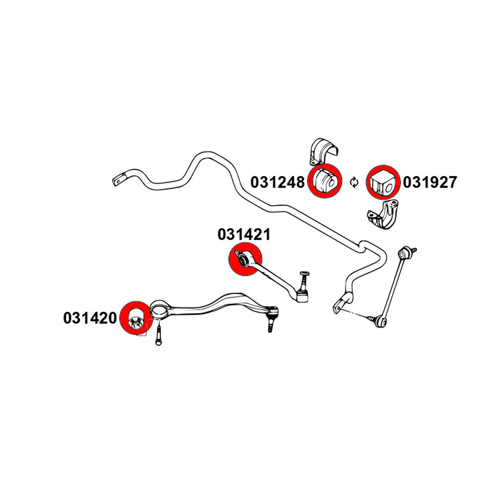 STRONGFLEX Buchsen Set passend für BMW E39 Touring Vorderachse & Hinterachse (PU)
