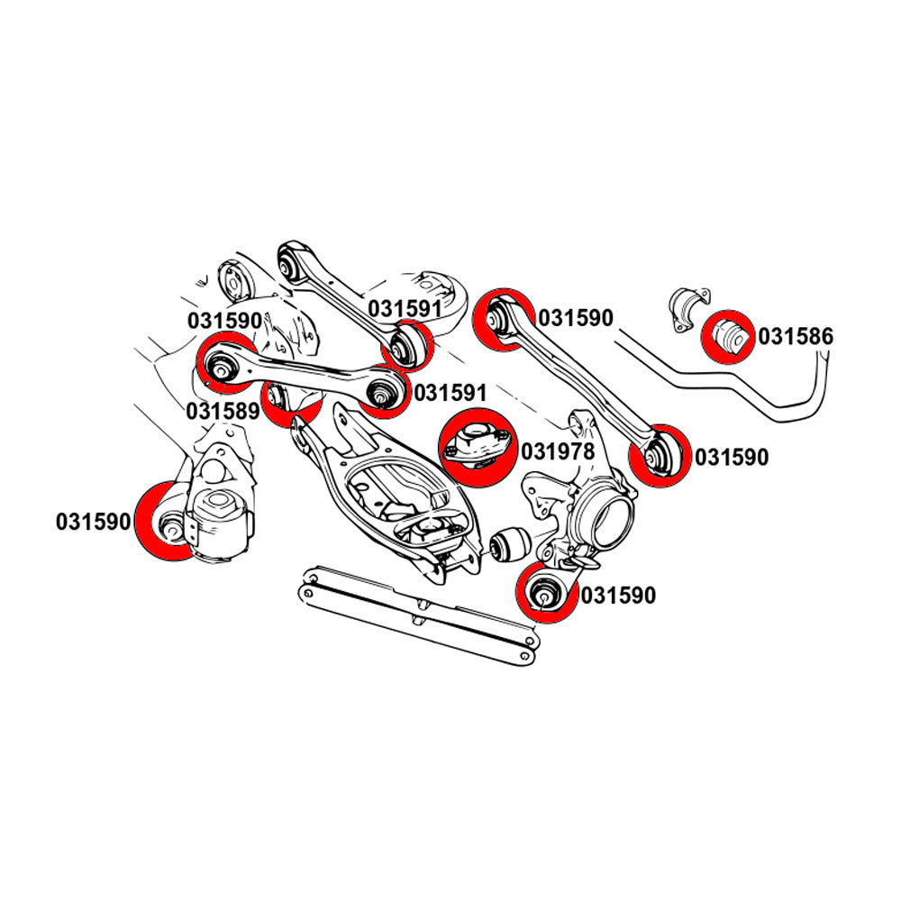 STRONGFLEX Buchsen Set passend für BMW E90 E91 E92 E93 Hinterachse (PU)