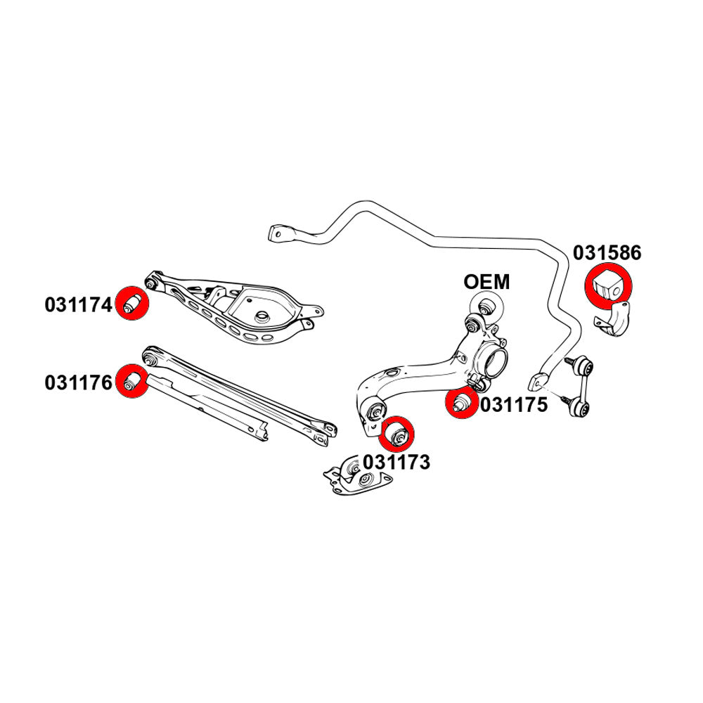 STRONGFLEX Buchsen Set passend für BMW X3 E83 Vorderachse & Hinterachse (PU)