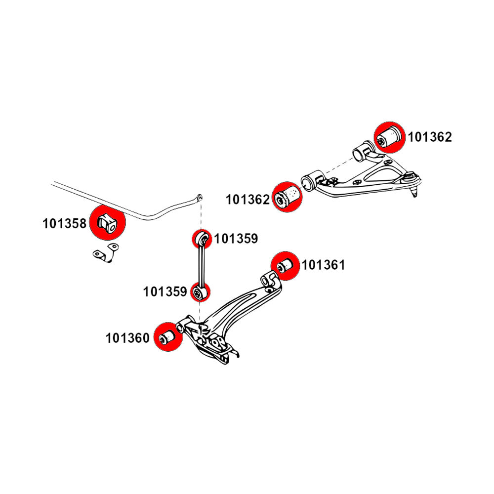 STRONGFLEX Buchsen Set passend für Mazda MX-5 NA Vorderachse & Hinterachse (PU)