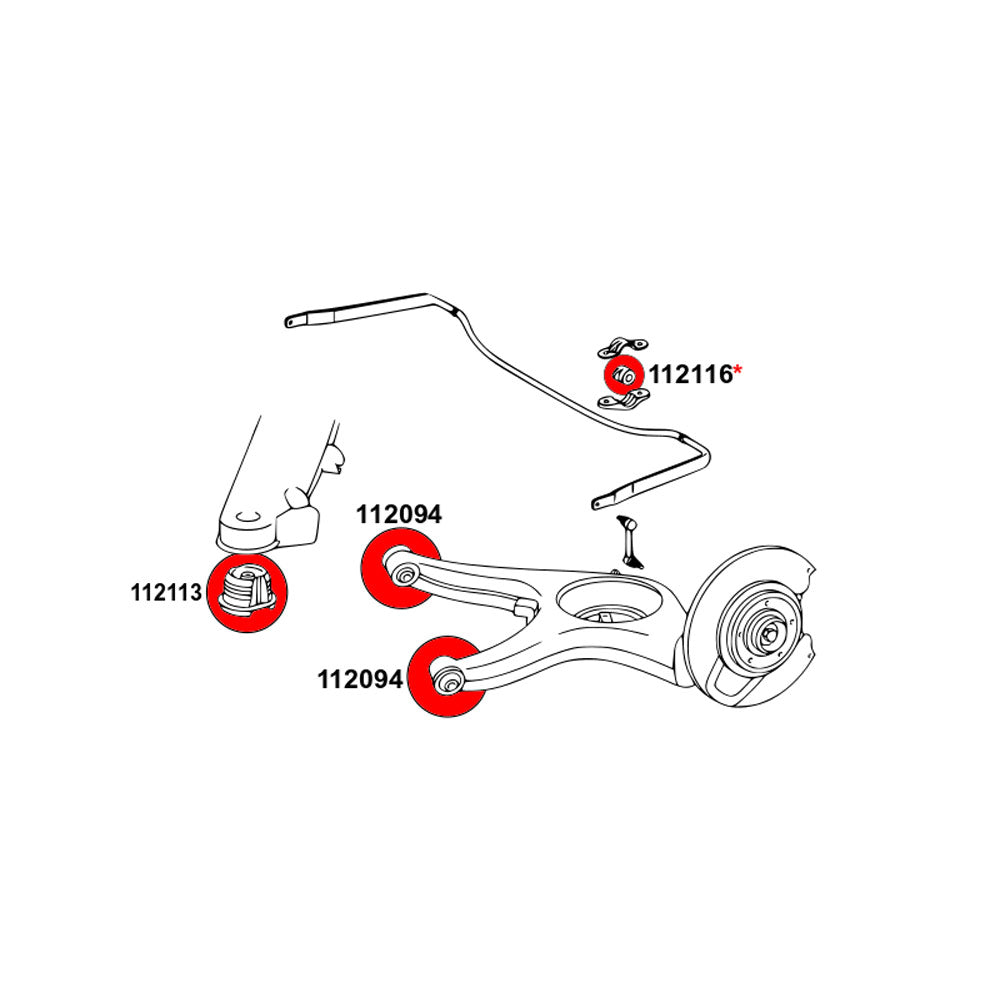 STRONGFLEX Buchsen Set passend für Mercedes-Benz W114 W115 Vorderachse & Hinterachse (PU)