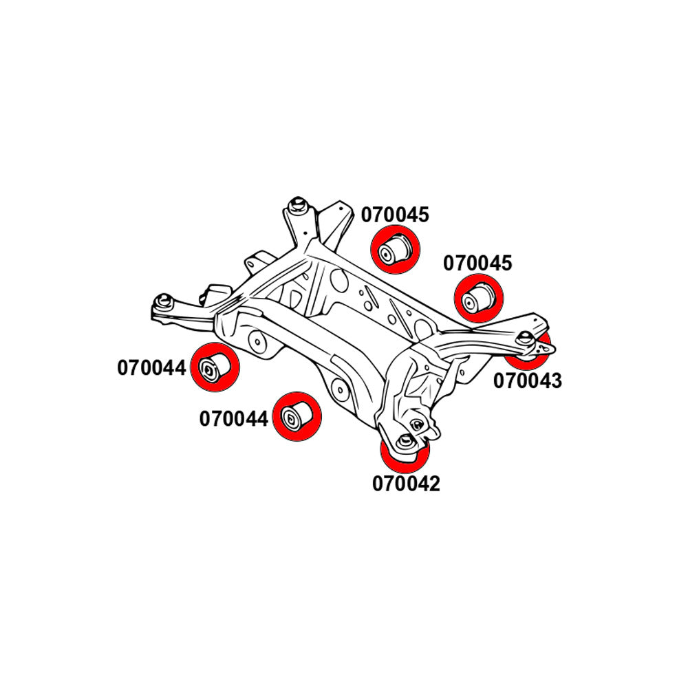 STRONGFLEX Hinterachsträger Buchsen Set passend für Ford Mustang VI (PU)