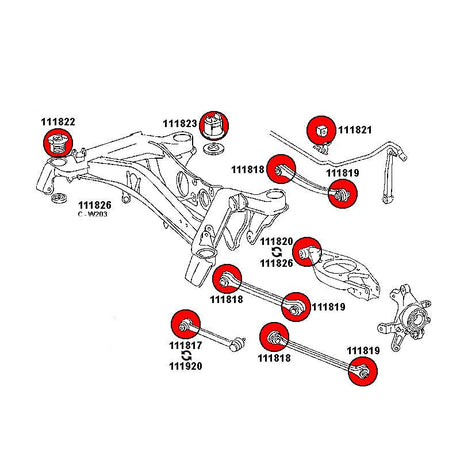 STRONGFLEX Mercedes W202 Buchsen Set Hinterachse (PU) - PARTS33 GmbH