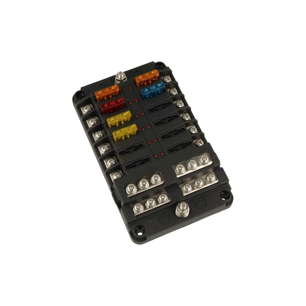 QSP fuse holder for 12 fuses (with indicator light) - PARTS33 GmbH