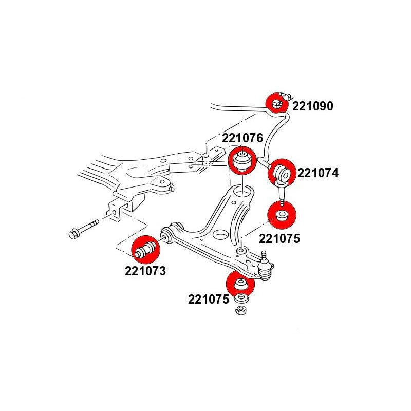 STRONGFLEX VW Lupo Buchsen Set Vorderachse (PU) - PARTS33 GmbH