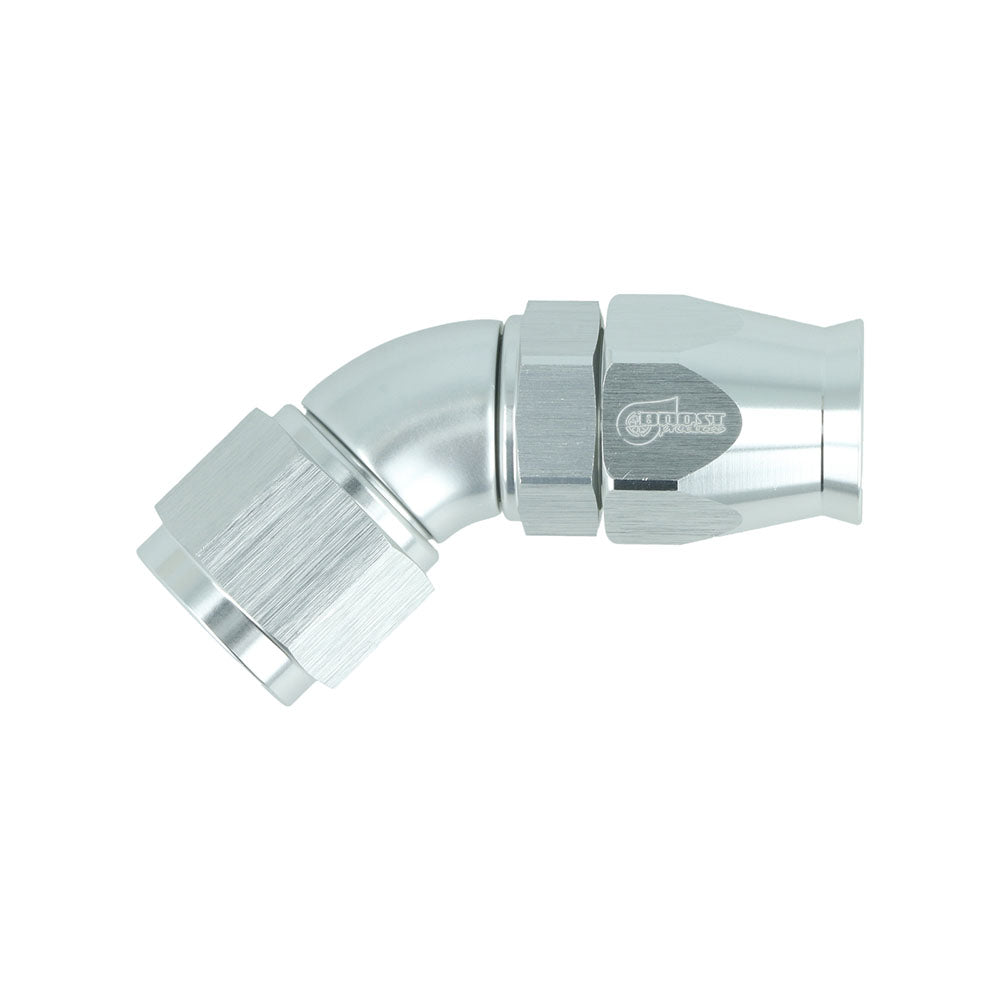 FAMEFORM High Flow PTFE hose connection fitting rotatable Dash 45° silver (all sizes)