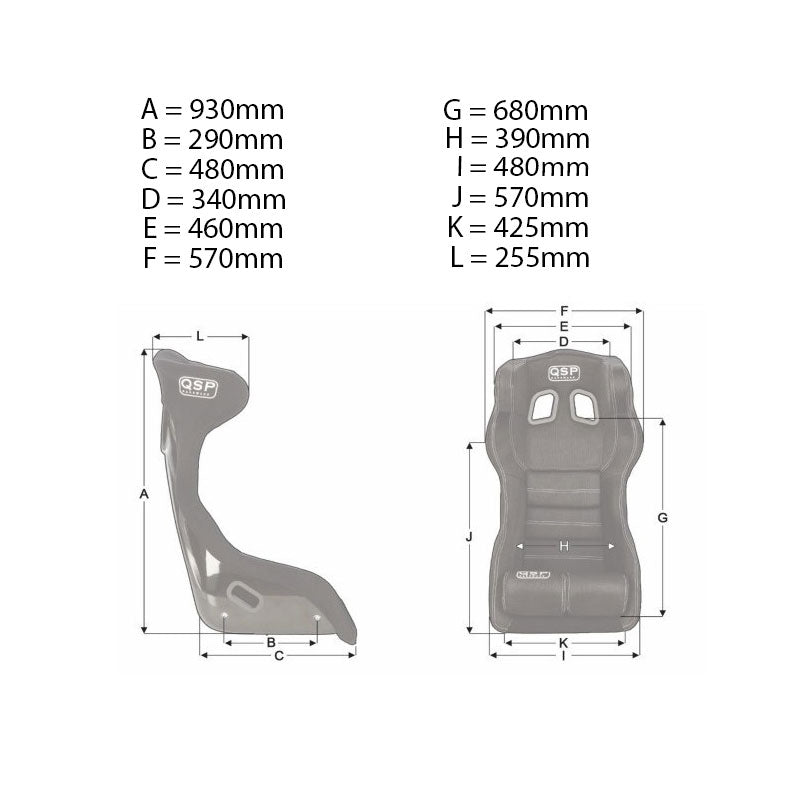 QSP Rennsitz RX-40P XL Mesh-Stoff schwarz (FIA)