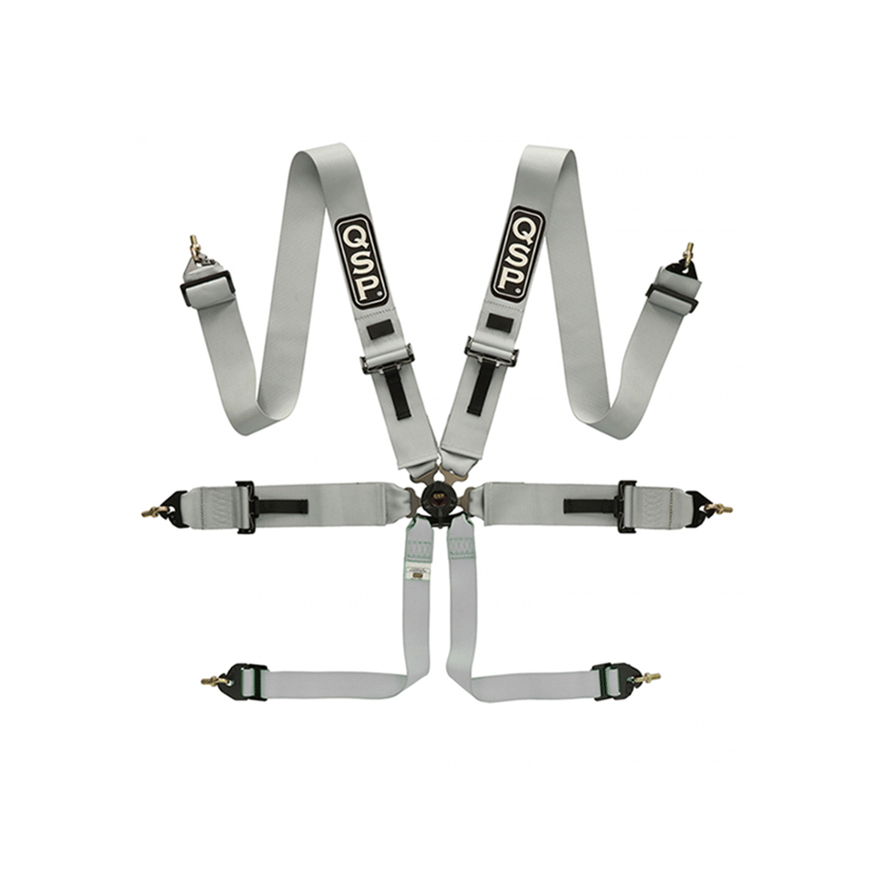 QSP 6-Punkt Sicherheitsgurt mit Schnellverschluss Drehknopf Grau (FIA) - PARTS33 GmbH