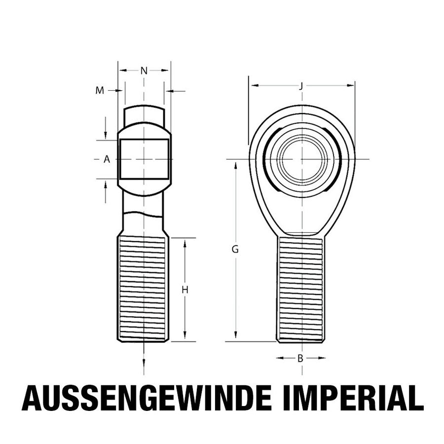 FAMEFORM Gelenklager Uniball Spurstangenkopf Außengewinde Imperial (verschiedene Größen)