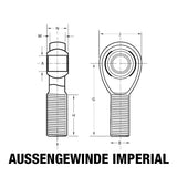 FAMEFORM Gelenklager Uniball Spurstangenkopf Außengewinde Imperial (verschiedene Größen)