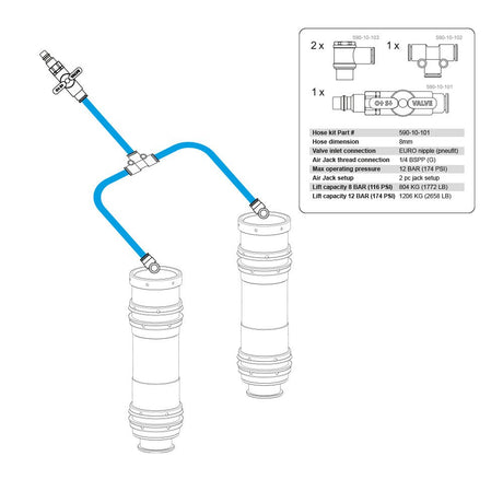 NUKE PERFORMANCE Lufthebeanlage Air Jack 90 Competition PRO Set (2 Stück) - PARTS33 GmbH