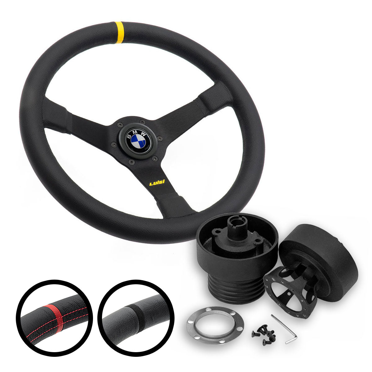 LUISI Mirage Race sports steering wheel leather complete set BMW E30 (bowled / with TÜV)