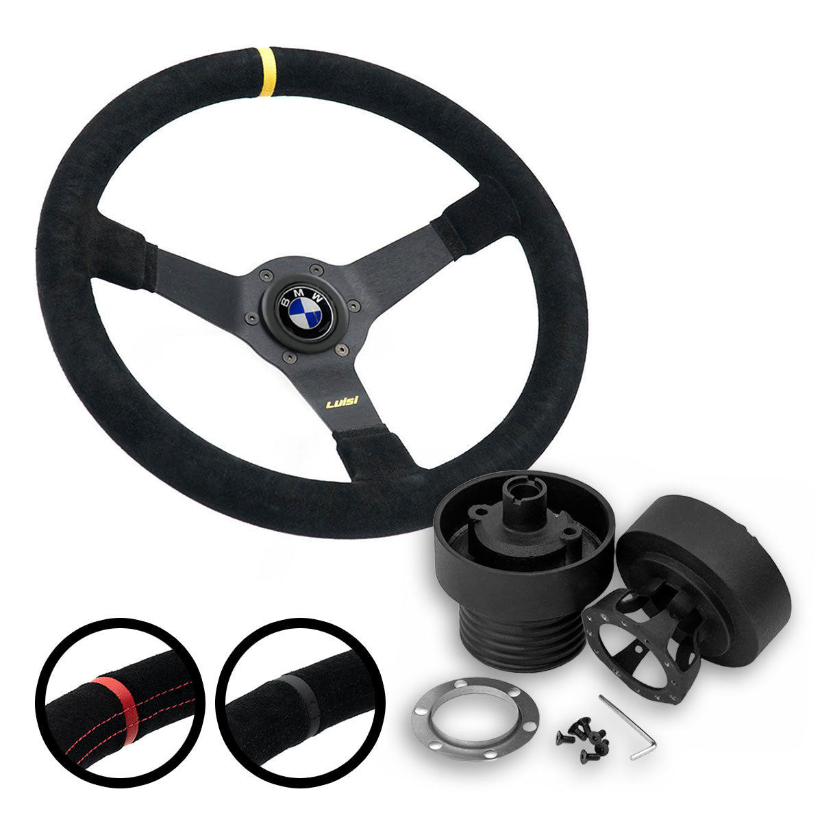 LUISI Mirage Race sports steering wheel suede complete set BMW E30 (bowled / with TÜV)
