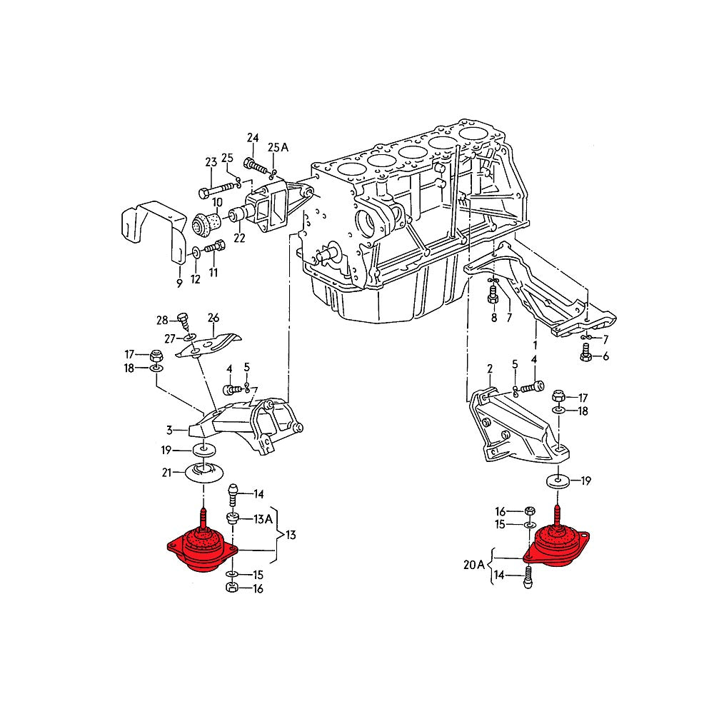 VERKLINE Motorhalter Audi 5-Zylinder (Aluminium/PU) - PARTS33 GmbH