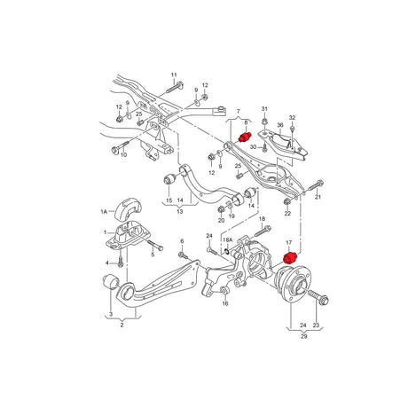 VERKLINE Buchsen Querlenker Radlagergehäuse Audi A3 S3 RS3 8Y 8V TT 8S Hinterachse Set Uniball (Aluminium) - PARTS33 GmbH