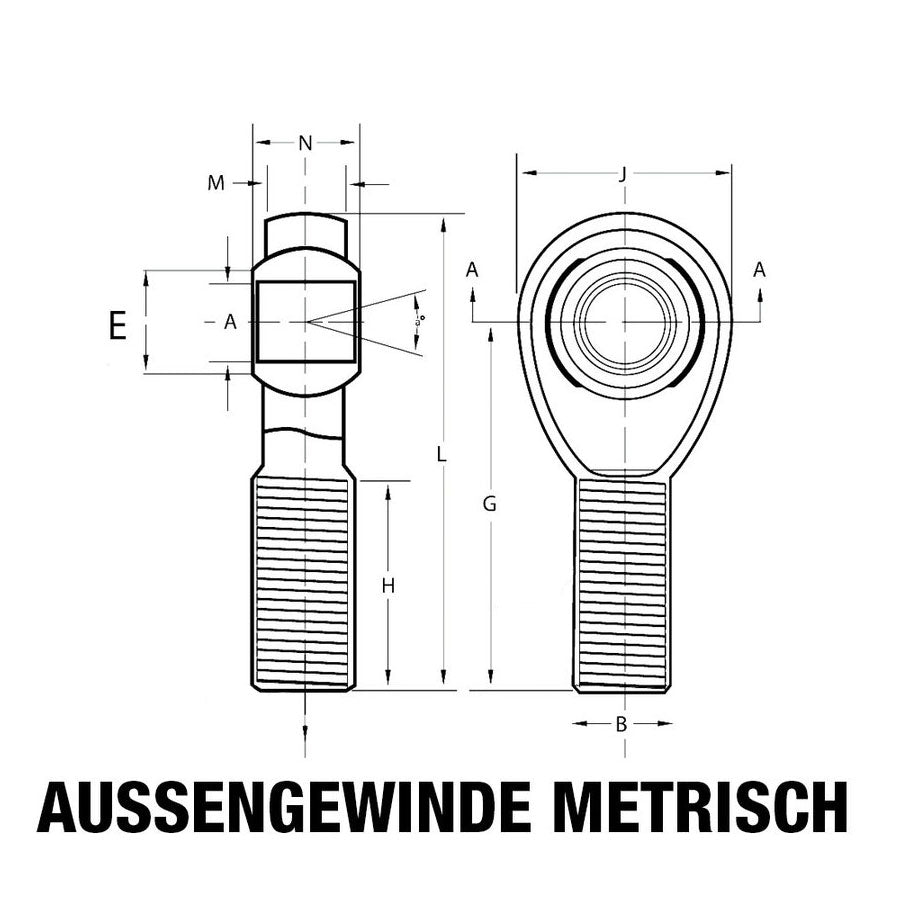 FAMEFORM spherical plain bearing uniball tie rod end male thread metric (various sizes) - PARTS33 GmbH