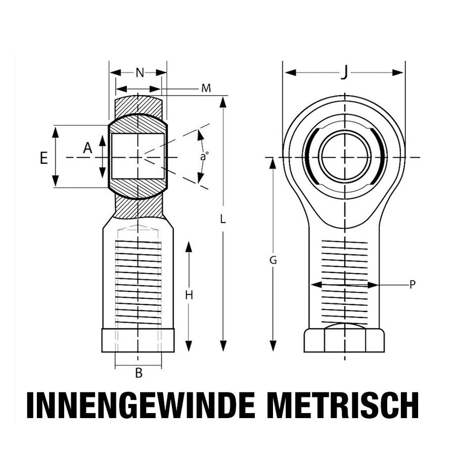 FAMEFORM spherical plain bearing uniball tie rod end internal thread metric (various sizes) - PARTS33 GmbH
