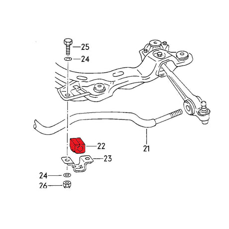 VERKLINE Stabilisator Buchsen 26mm Audi 100 200 C3 V8 D11 Vorderachse (PU) - PARTS33 GmbH