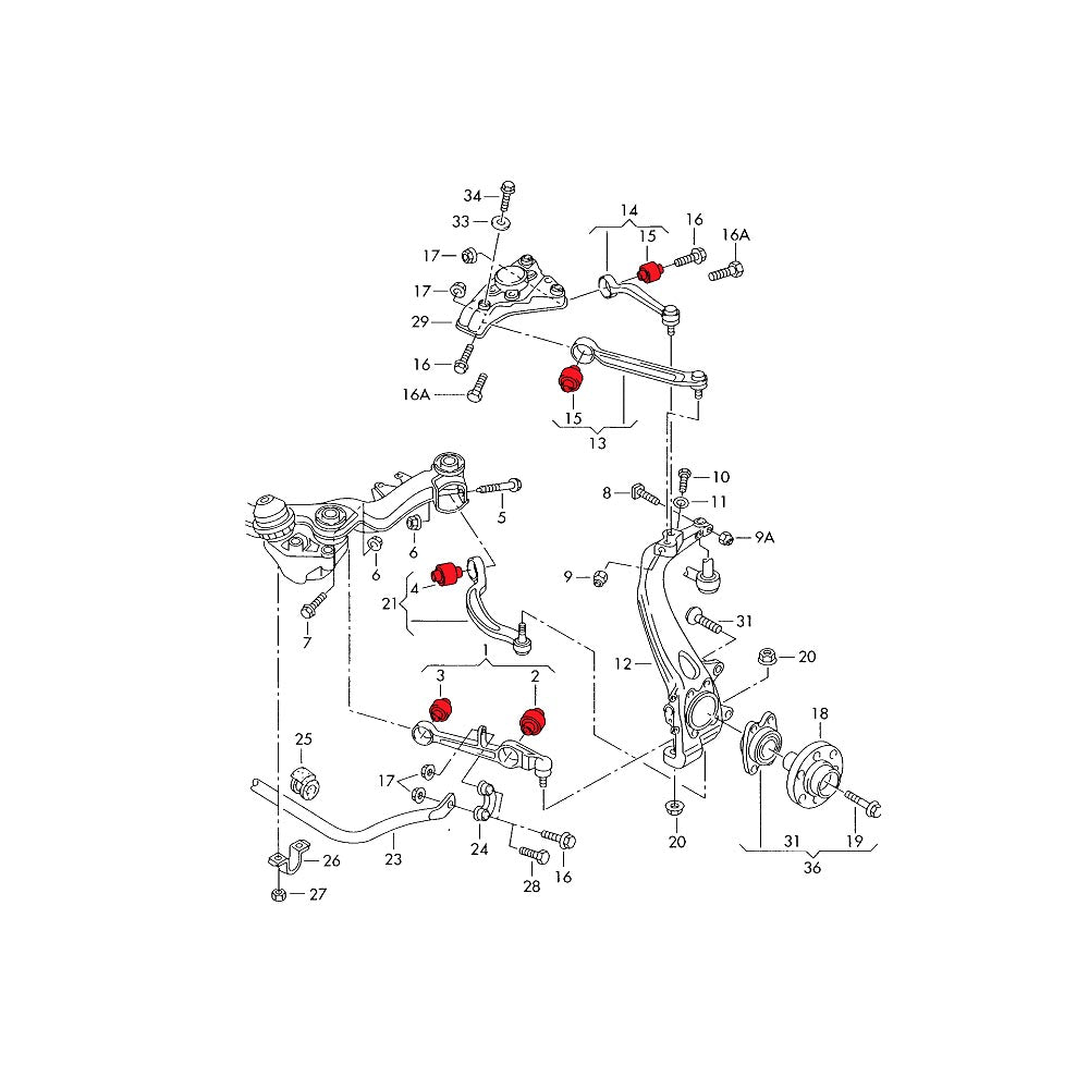 VERKLINE Querlenker Buchsen Audi A4 S4 RS4 B5 A6 S6 RS6 C5 Vorderachse Set (PU) - PARTS33 GmbH