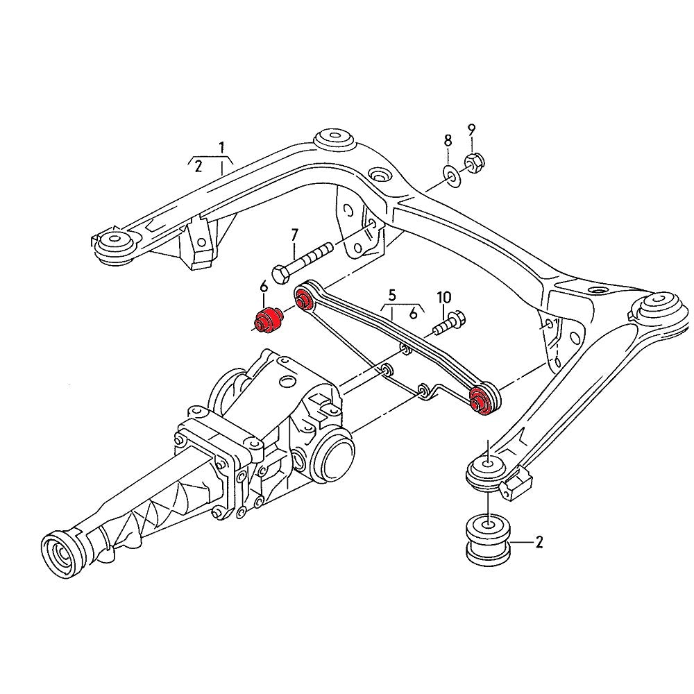 VERKLINE Differential Träger Buchsen Audi A4 S4 RS4 B5 B4 RS2 Hinterachse (PU) - PARTS33 GmbH