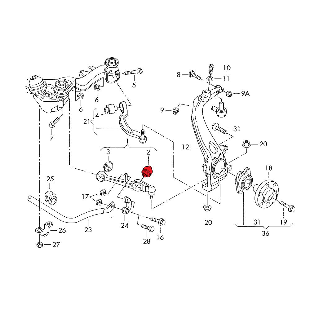 VERKLINE Querlenker Buchsen Audi A4 S4 B6 B7 Vorderachse (PU) - PARTS33 GmbH