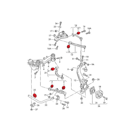 VERKLINE Querlenker Buchsen Audi A4 S4 B6 B7 Vorderachse Set (PU) - PARTS33 GmbH