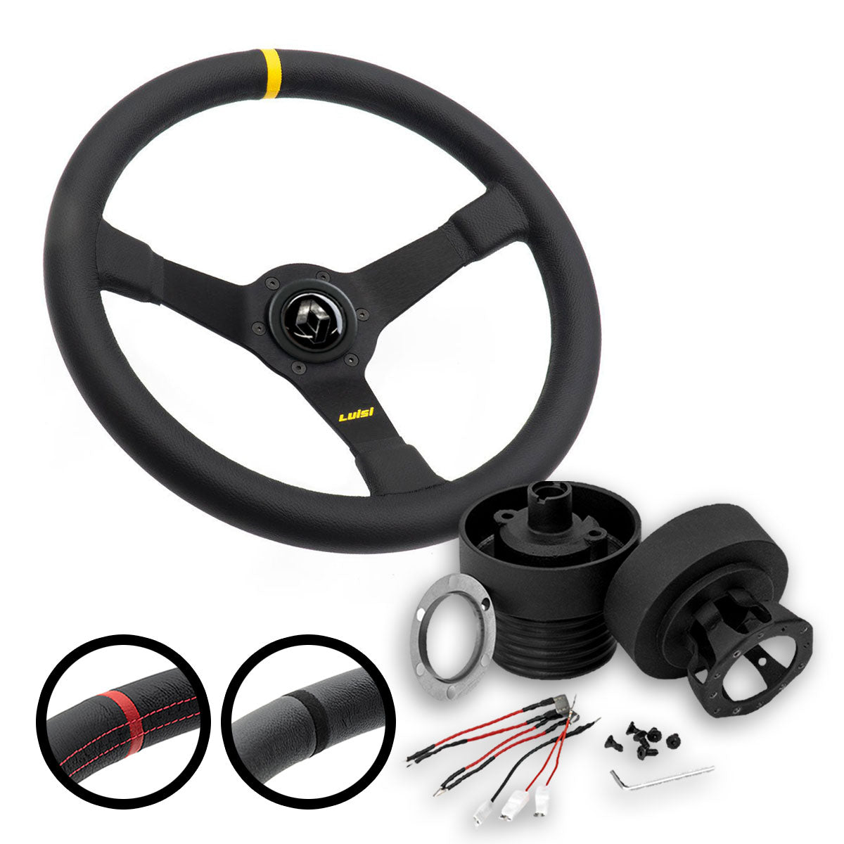 LUISI Mirage Race sports steering wheel leather complete set Renault Clio RS 2006-2014 (dish / with TÜV)