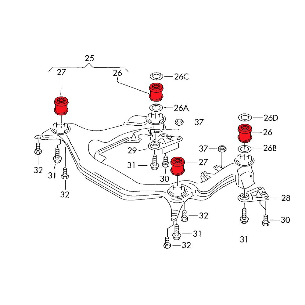 VERKLINE Buchsen Vorderachsträger Audi A4 S4 RS4 B5 B6 B7 A6 C5 (Aluminium) - PARTS33 GmbH