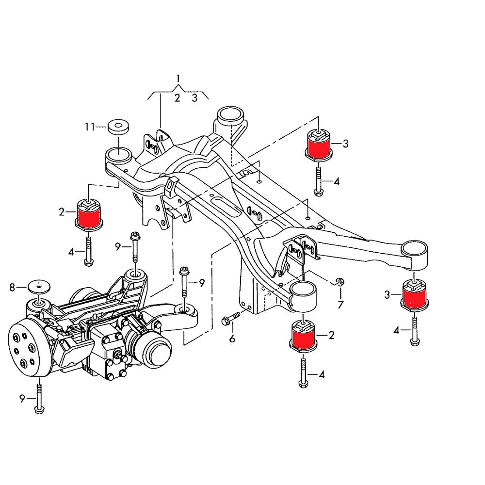 VERKLINE Buchsen Hinterachsträger Audi A3 S3 RS3 8P TT TTS TTRS 8J (Aluminium) - PARTS33 GmbH