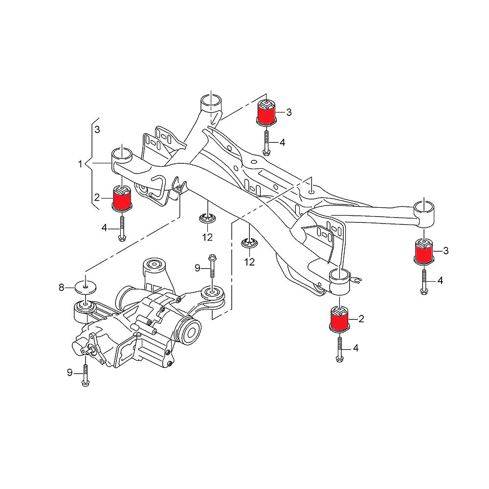 VERKLINE Buchsen Hinterachsträger Audi A1 Q3 A3 S3 RS3 8V TT 8S (Aluminium) - PARTS33 GmbH