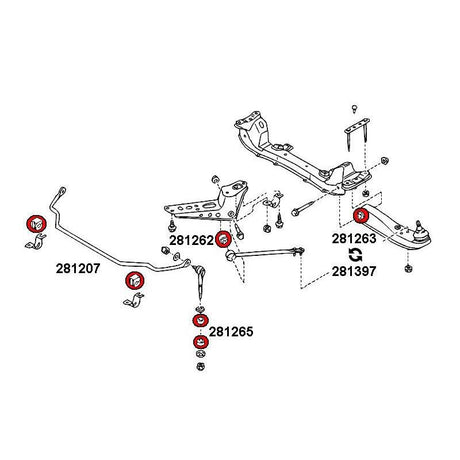 STRONGFLEX Nissan 200SX S13 bushing set front and rear axle (PU) - PARTS33 GmbH