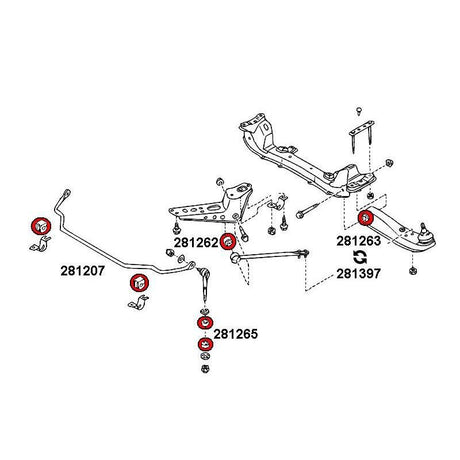 STRONGFLEX Nissan 200SX S13 bushing set front axle (PU) - PARTS33 GmbH