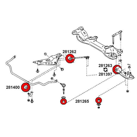STRONGFLEX Nissan 200SX S14 bushing set front axle (PU) - PARTS33 GmbH