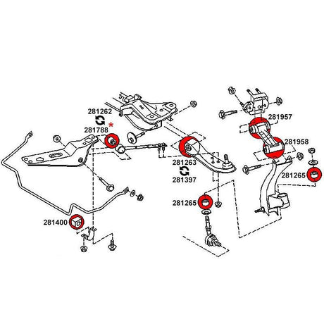 STRONGFLEX Nissan Skyline R32 all-wheel drive bushing set front and rear axle (PU) - PARTS33 GmbH