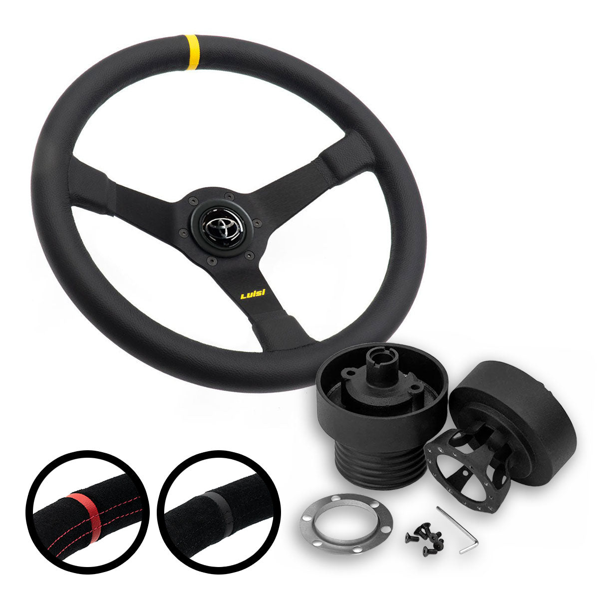 LUISI Mirage Race sports steering wheel leather complete set Toyota Corolla 1988-1998 (dish / with TÜV) - PARTS33 GmbH