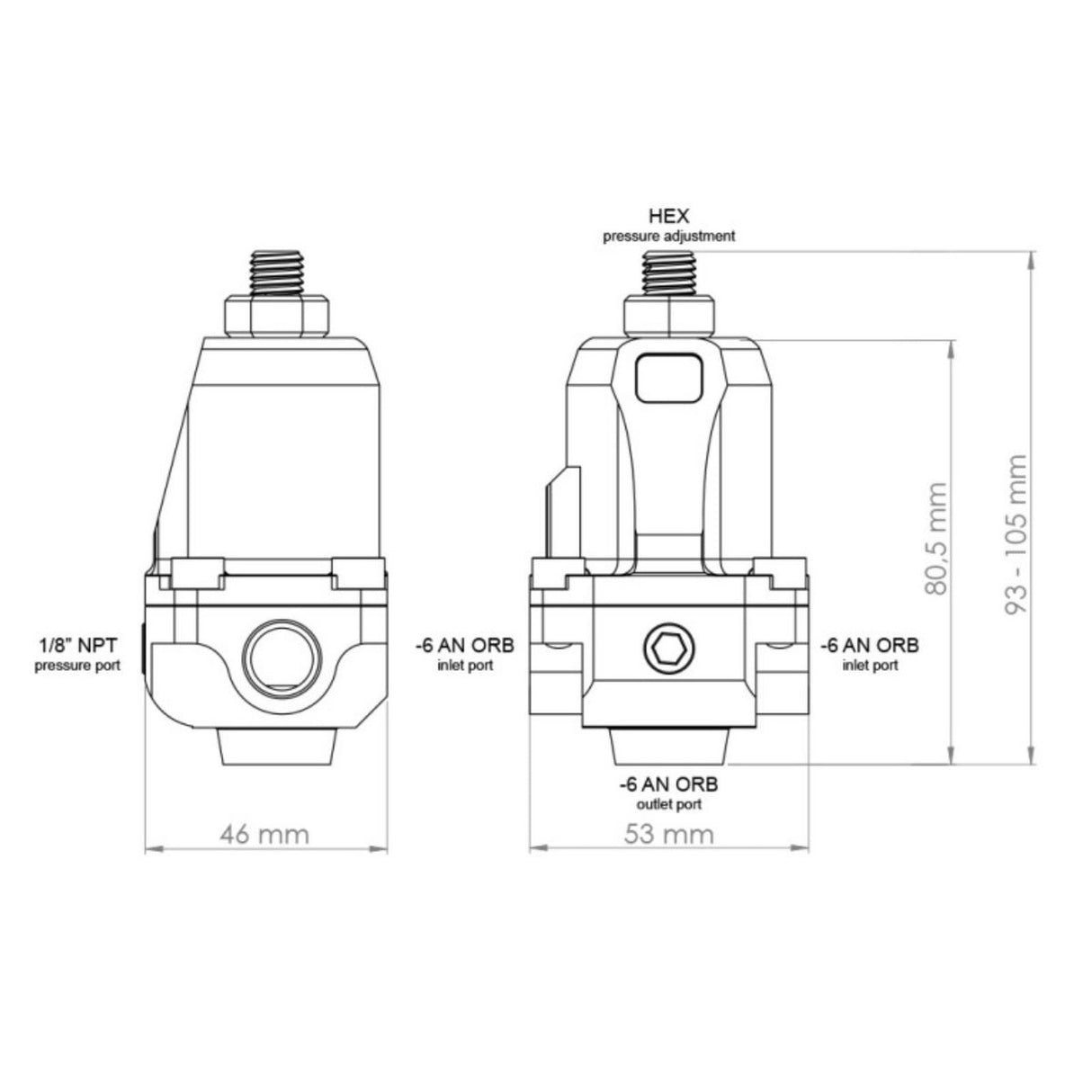 NUKE PERFORMANCE -06AN / Dash 6 Benzindruckregler FPR100s - PARTS33 GmbH