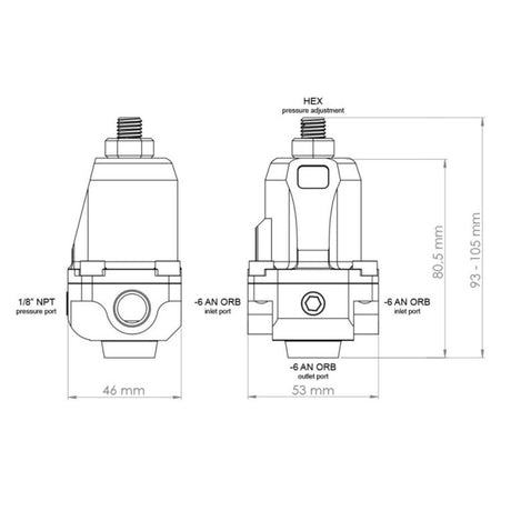 NUKE PERFORMANCE -06AN / Dash 6 Benzindruckregler FPR100s - PARTS33 GmbH