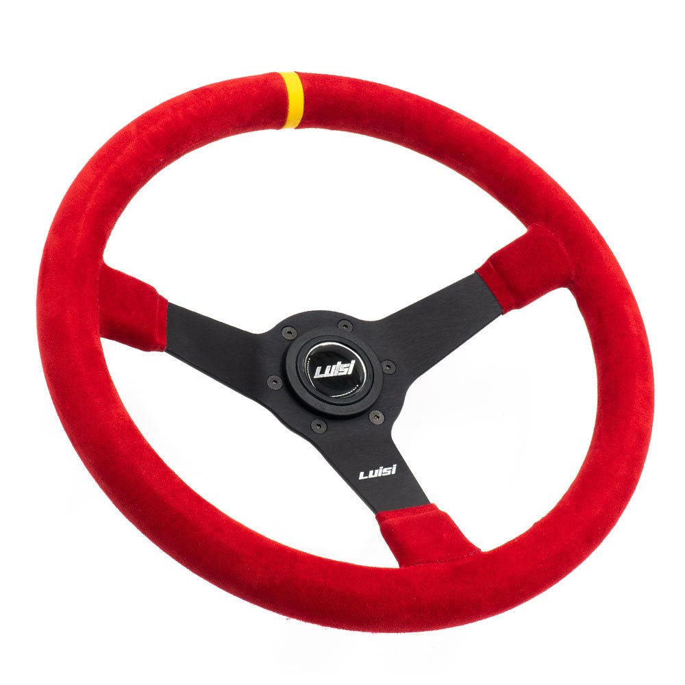 LUISI Mirage Race YS sports steering wheel suede red (dished / with TÜV) - PARTS33 GmbH
