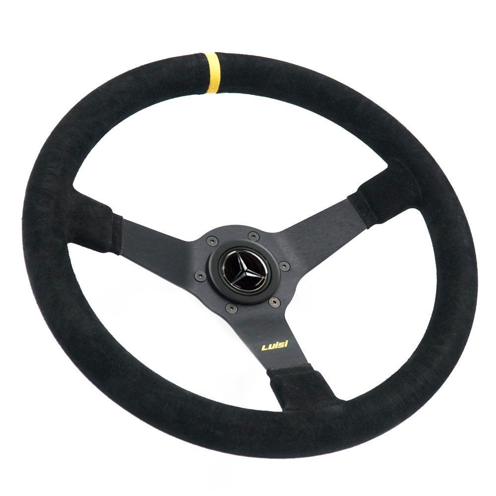 LUISI Mirage Race sports steering wheel suede complete set Mercedes W201 / W123 / W124 (dish / with TÜV) - PARTS33 GmbH