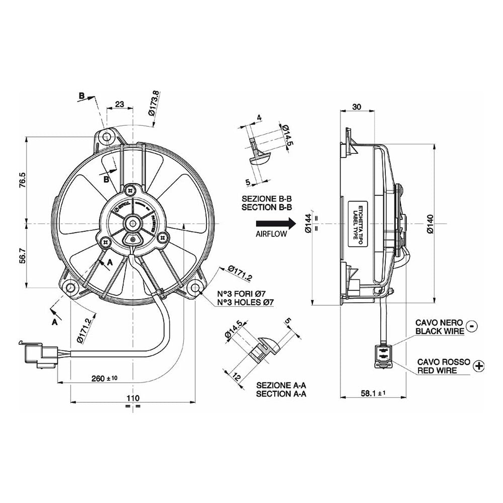 SPAL Elektronischer Lüfter saugend 530 m³ 12V 130 mm - PARTS33 GmbH