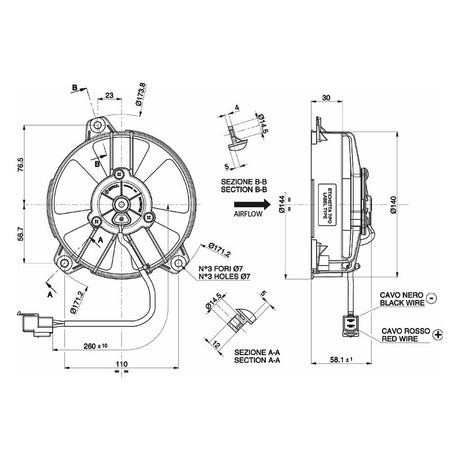 SPAL Elektronischer Lüfter saugend 530 m³ 12V 130 mm - PARTS33 GmbH