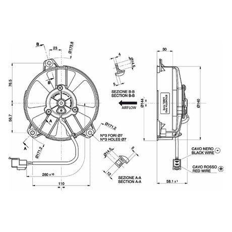 SPAL Elektronischer Lüfter blasend 520 m³ 12V 130 mm - PARTS33 GmbH