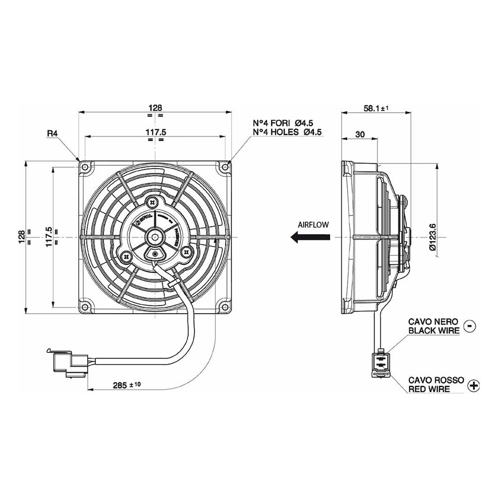 SPAL Elektronischer Lüfter blasend 350 m³ 12V 115 mm - PARTS33 GmbH